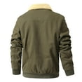 thumbnail image 3 of cllios Under $5 Sherpa Fleece Lined Bomber Jackets for Men Thick Thermal Cotton Warm Trucker Jacket Full Zip Up Military Coat Men's Lapel Work Cargo Jackets Army Green S-2XL, 3 of 8