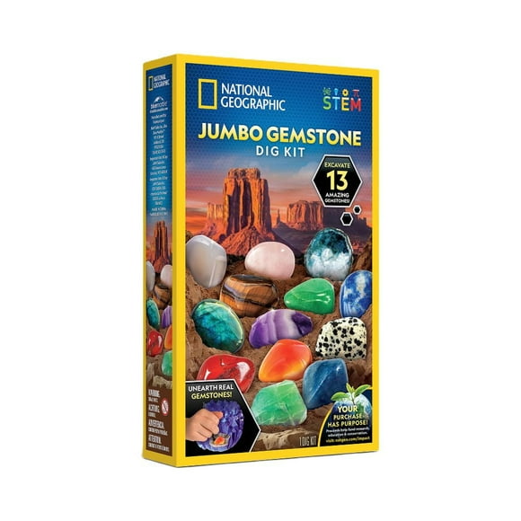 National Geographic Kit de fouille de pierres précieuses géantes Kit de fouille de gemmes