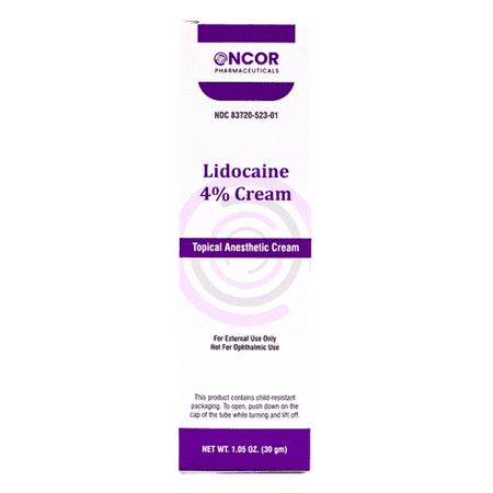 Oncor Lidocaine 4% Topical Anesthetic Cream, Tattoo Numbing Cream, 1.05 oz