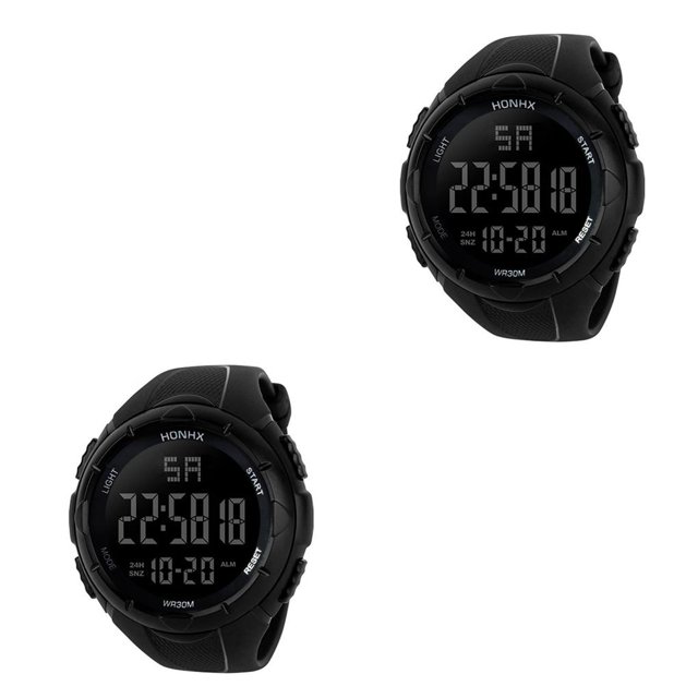 Jumpingount Man Watch Waterproof Stylish Sports Date Festival Electronic Home Gifts Indoor Wristwatch Display Outdoor Watches Birthday Negro 2piezas