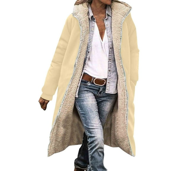 Comdrip Fleece Jacket Women, Womens Winter Trendy Full Zipper Fleece Jackets Casual Hoodie Sweatshirt Jacket Coat Winter Jackets for Women Beige L