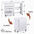 thumbnail image 6 of Vividwood Folding Sewing Table, Multipurpose Sewing Machine Table with Compact Design, Wheels, Shelves, Bins, Pegs, Magnetic Locks (White), 6 of 7