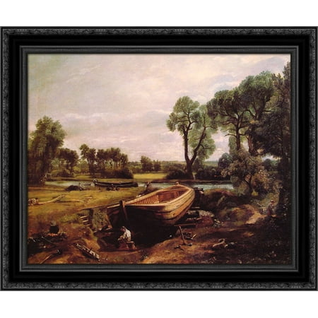 Boat Building 23x20 Black Ornate Wood Framed Canvas Art by Constable,