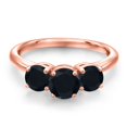 thumbnail image 3 of Gem Stone King 18K Rose Gold Plated Silver Black Onyx Engagement Ring for Women | 1.75 Cttw | Round 6MM | Gemstone December Birthstone | Size 5, 3 of 6