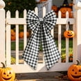 thumbnail image 4 of Large Halloween Decorative Wreath Bow Gingham Plaid Fabric Ribbon for Front Door Fall Party Decorations and Halloween Home Supplies, 4 of 6