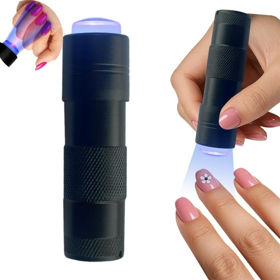 Tutuviw Handheld UV Light for Gel Nails,Portable Mini UV Nail Lamp Presser With Silicone Head,Flashlight Nail Quick Dryer For DIY Rhinestone Decoration,Home DIY Manicure Art Tools,12 LED Beads