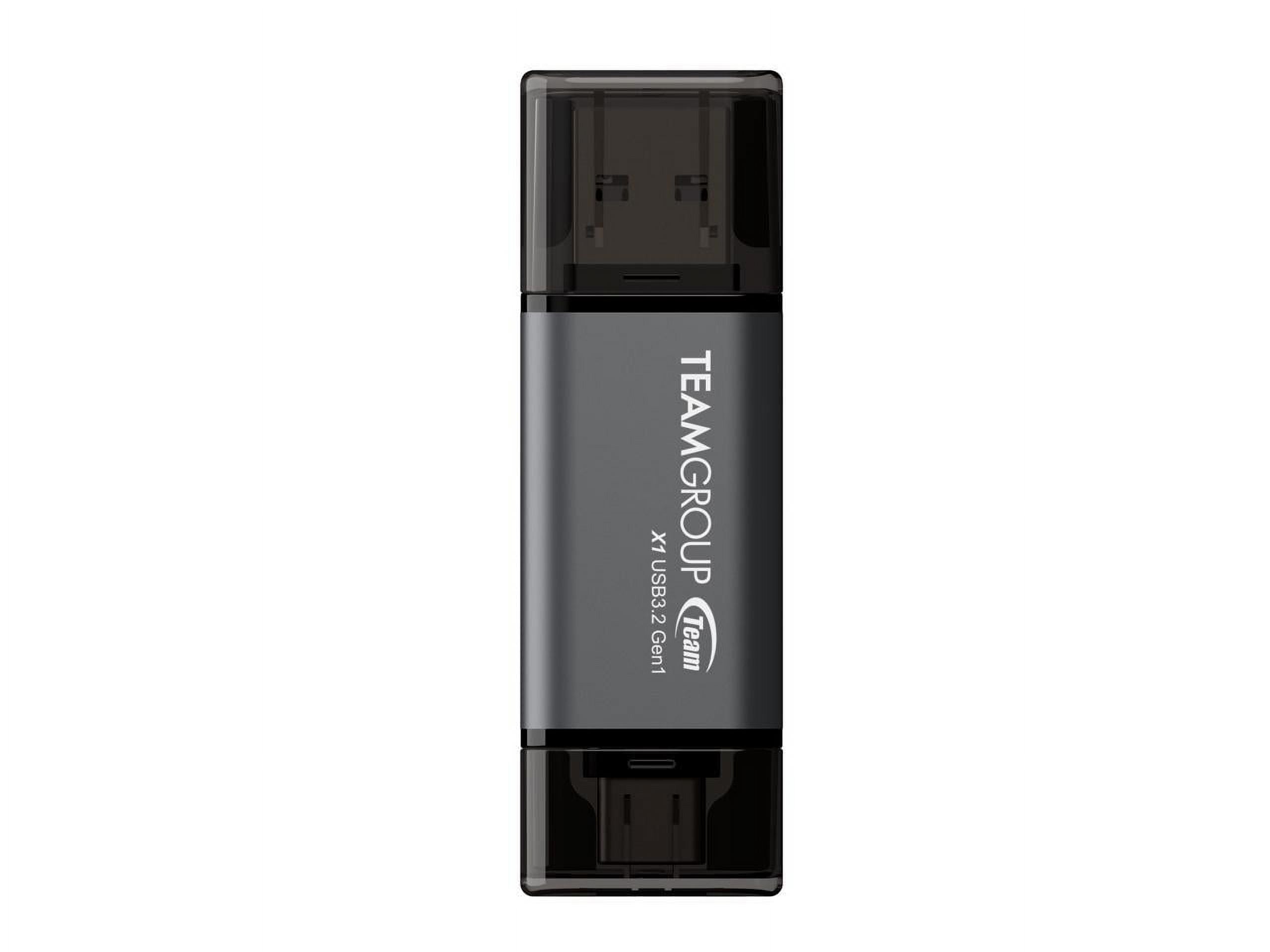 Team 256GB X1 USB 3.2 Gen1 2-in-1 Type-A and Type-C Flash Drives, Speed Up to 100MB/s (TX13256GB01)