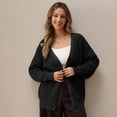 thumbnail image 4 of QUALFORT 100% Cotton Cardigan Sweaters for Women, V Neck Button Down Chunky Knit Cozy Relaxed Fit Sweater Cardigan, Black L, 4 of 9