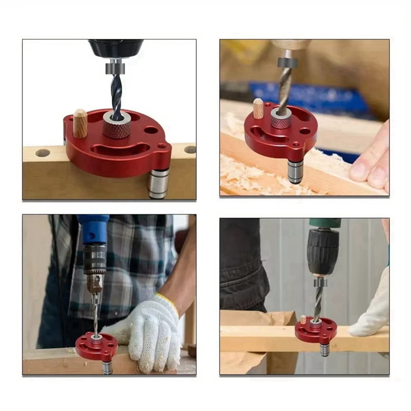 2X Self-Centering Dowel Jig, Handheld Drill Guide for Straight Holes, Wood Panel Hole Punch Locator Tool