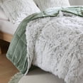 thumbnail image 2 of 3 PCS Full/Queen Shaggy Faux Fur Comforter Mini Set Green/White, 2 of 10