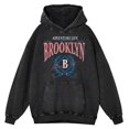 thumbnail image 2 of Sudadera con capucha retro desgastada con lavado Adventure Life Anything Brooklyn para hombre, 100 % algodón, cálida, informal, a la moda, sudadera de algodón para la calle, 2 of 5