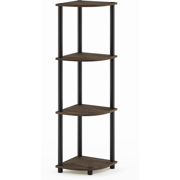 5 Tier Corner Display Rack Multipurpose Shelving Unit, Dark Cherry/Black