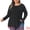 Black, variant on DARING DIVA Women's Plus Pleated Blouses Crew Neck Soft T-Shirt 1X Navy Blue