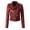Wine Red, variant on Joernso Women Jacket Faux Leather Smooth Surface Turn-down Collar Zip-up Zipper And Rivet Decor Long Sleeves Motorcycle Coat Travel Outerwear