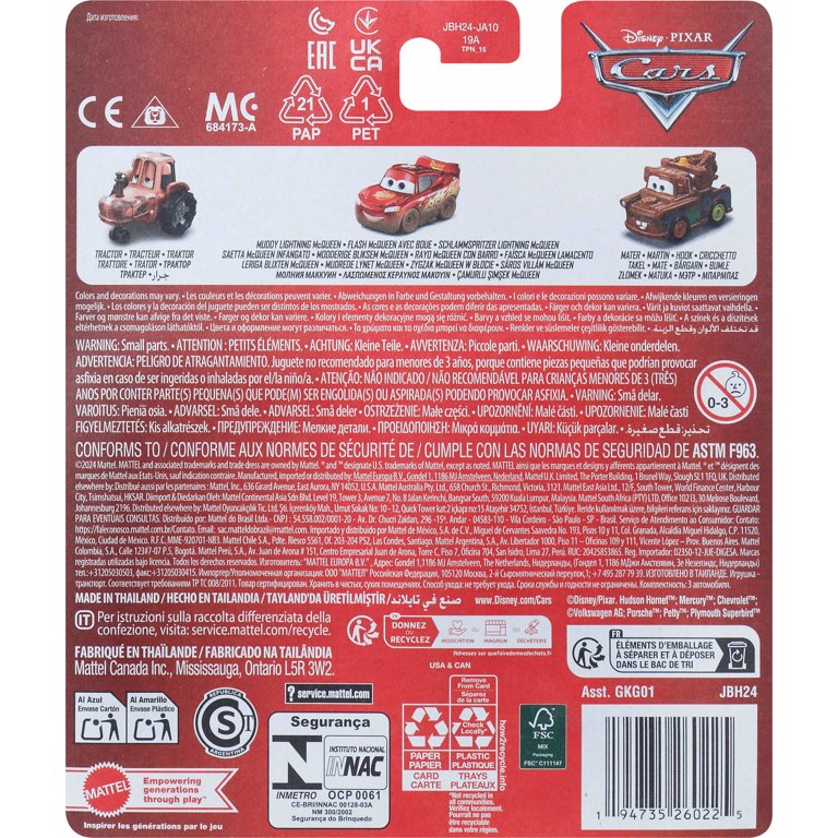 Disney and Pixar Cars Mini Racers 3-Pack, Set of 3 Toy Vehicles