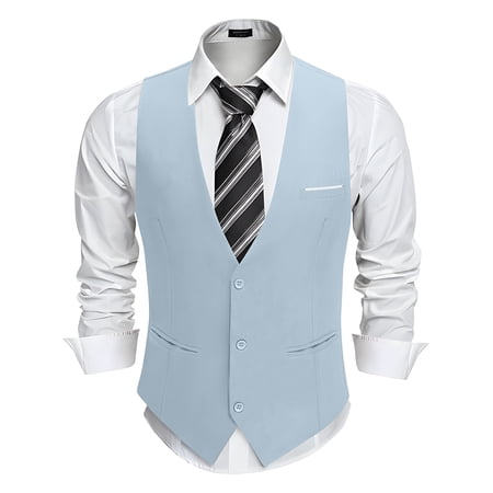 HAOMEILI Men's Suit Vest Business Formal Dress Waistcoat Vest with 3 Pockets for Suit or Tuxedo