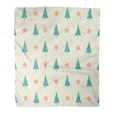 SIDONKU Flannel Throw Blanket Pattern Christmas Tree and Snowflake for Winter Holidays Retro Cute Vintage 58x80 Inch Lightweight Cozy Plush Fluffy Warm Fuzzy Soft