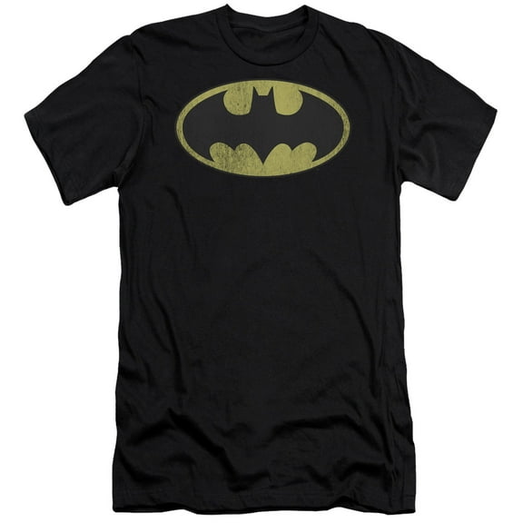DC Comics Retro Bat Logo Distressed S/S Adult 30/1 T-Shirt Black