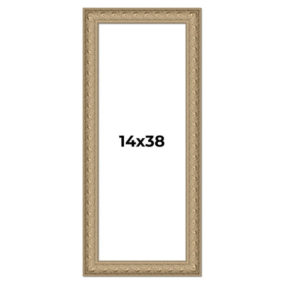 14x38 Frame Ornate Silver Beaded Solid Wood Picture Frame Width 2.5 Inches | Interior Depth 1