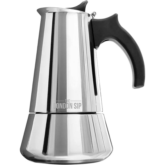 Cafetera espresso de acero inoxidable para estufa, 300 ml, 6 tazas, plateada