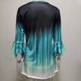 thumbnail image 2 of kurtrusly Gradient Color T Shirt Women Casual Button Round Collar Ruffle Sleeve Blouse Swing Loose Top, 2 of 9