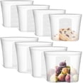 thumbnail image 1 of Paquete de 8 bolsas reutilizables de silicona para almacenamiento de alimentos, 100% de silicona con abertura amplia y cierre de cremallera, bolsas de almacenamiento reutilizables para alimentos, 1 of 4