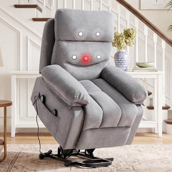Bonzy Home Power Lift Recliner Chair for Seniors with Massage and Heat, Electric Recliner Sofa with Side Storage Pocket for Living Room,Gray
