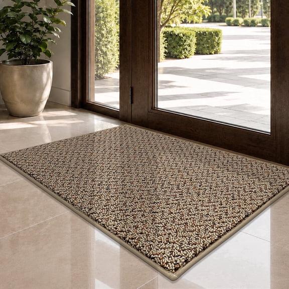 JAATOP Indoor Doormat 20"x 32", Dirt Trapping and Moisture Absorbent Entryway Rug with Non-Slip TPR Backing, Machine Washable, Beige