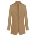 thumbnail image 3 of MRULIC winter coats for women Suit Solid Long Coat Hairy Long Cardigan Short Front Sleeve Open Women Jacket Women's Coat Khaki + L, 3 of 9