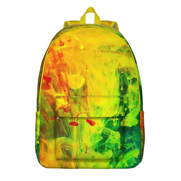 Boho Watercolor Backpack, Abstract Rainbow Gradient School Bag with Soft Geometric Pattern, Bohemian Artistic Aesthetic Daypack for Teens and Women