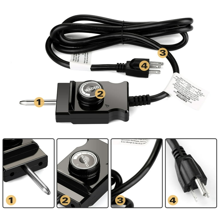 WADEO Adjustable Thermostat Probe Control Cord for Electric Skillet Cord Replacement, Outdoor Cooking Electric Smokers and Grills Heating Element WADEO Adjustable Thermostat Probe Control Cord for Electric Skillet Cord Replacement, Outdoor Cooking Electric Smokers and Grills Heating Element