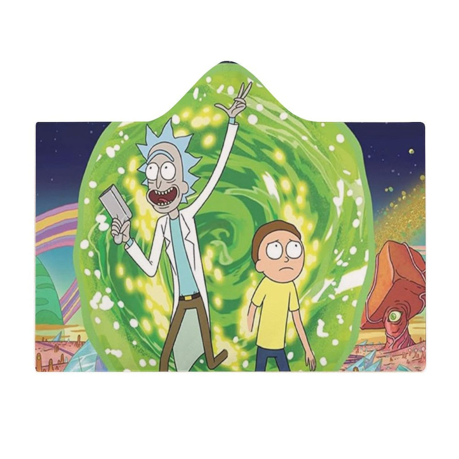 Rick And Morty Wearable Blanket Cloak Arctic Velvet Hooded Blanket Soft Fuzzy Hoodie Blanket Cape for Adults Kids 40"x50"