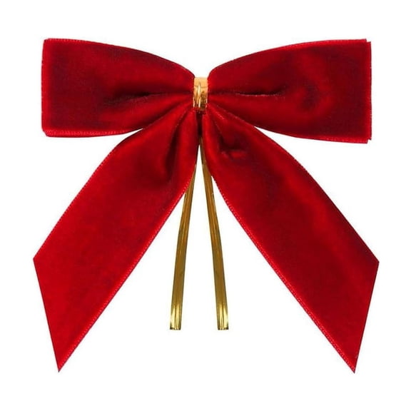 Xuyuer Velvet Christmas Wreath Bows Set of 12, Small Bow Ornaments for Tree Decor, 3.5 Inch Velvet Ribbon Bows for Holiday Gift Wrapping, Red