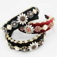 thumbnail image 3 of Goriertaly Bande pour Cheveux en Mousse à Motif Floral avec Strass, Serre-Tête Compact et Léger à Strass pour Femmes, Rouge, 3 of 6