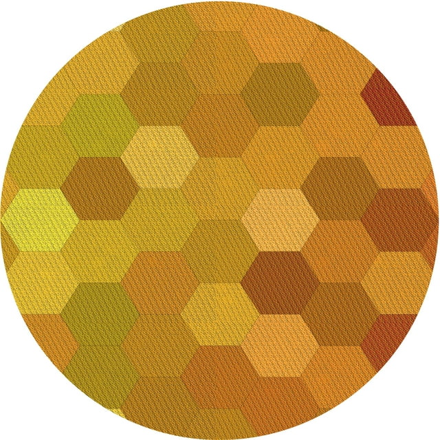 Ahgly Company Tapis Rond Lavable en Machine Intérieur Transitionnel Orange Rouge Orange, 3 Pieds Rond