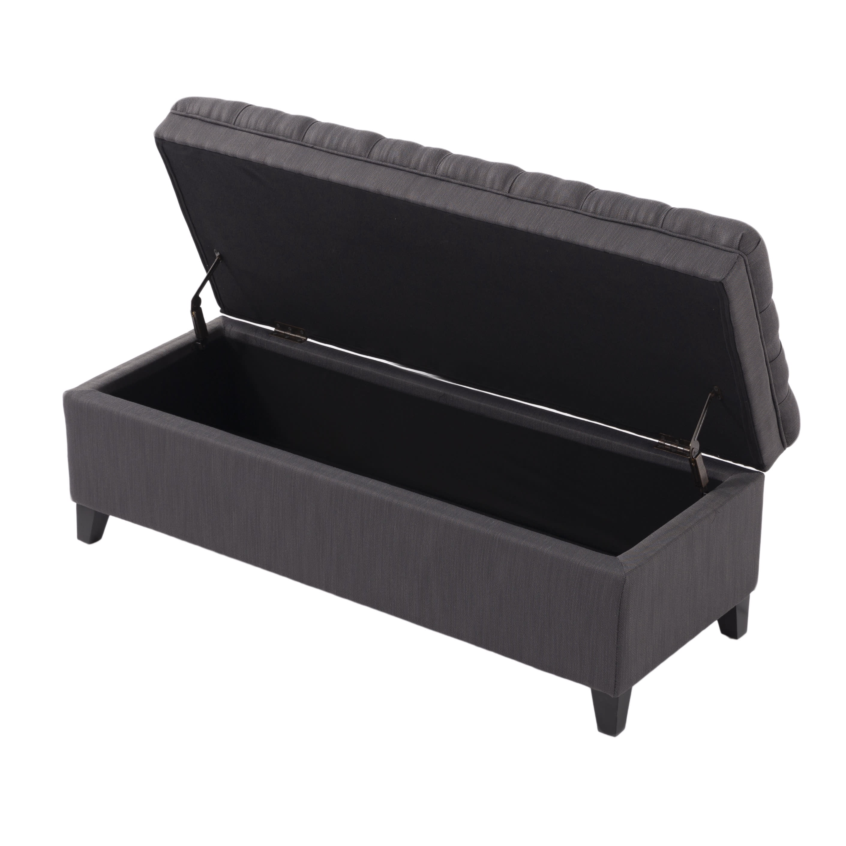Gewnee 49.41" Flip Top Storage Bench Linen Upholstered Entryway Bedroom Living Room Dark Grey