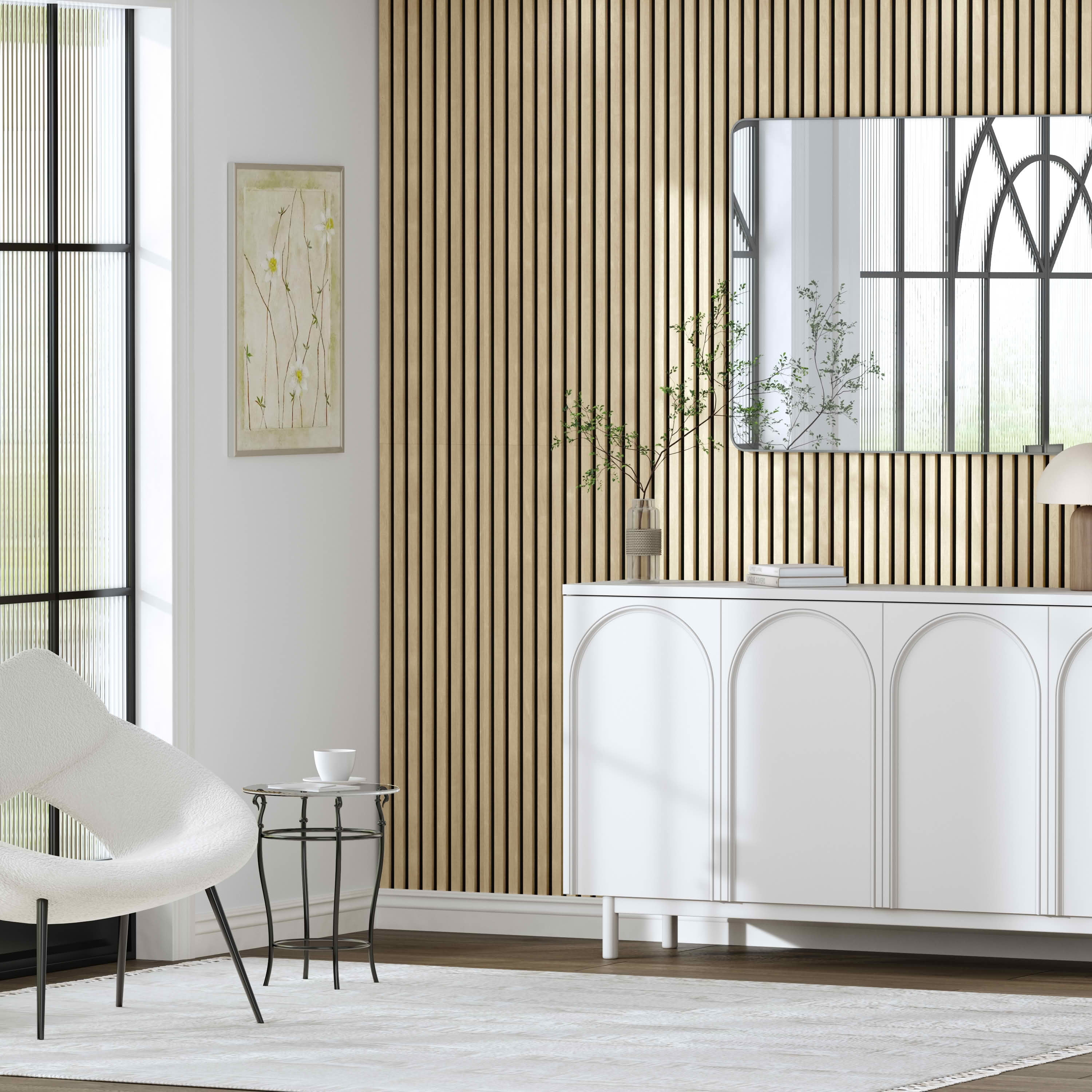 MAYEERTY Natural Wood Veneer MDF Sound Absorbing Panel for Wall Decor, 47x24x1 Inch, 2 Pack