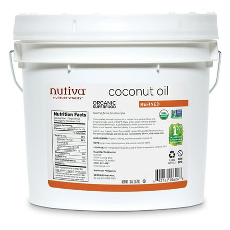 Nutiva Organic, Neutral Tasting, Steam Refined Coconut Oil, 1-gallon