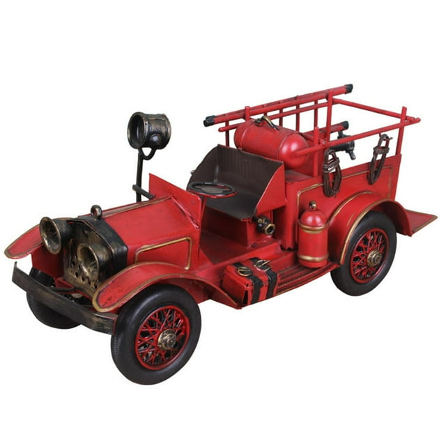 Camión de Modelo Rojo Europeo Vintage Mini Clásico Metal Decorativo Hierro Coche Estatua Vehículo para regalos de vacaciones