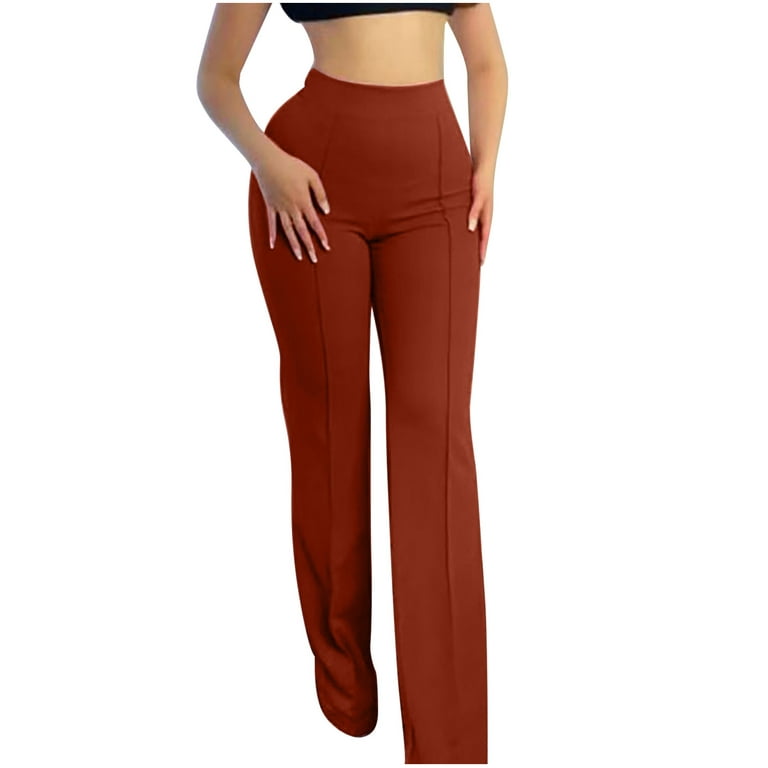 SELONE Yoga Work Pants for Women Flared Casual Slim Fit Long Pant Solid  Suit Pants Leisure Trousers Bell-bottoms Solid Color Pants for Everyday  Wear