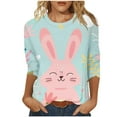 thumbnail image 2 of Xixinqiwan Women Cute Easter's Day Shirt,Womens Tops Trend Three Quarter Sleeve Printed Cartoon Easter Bunny Tshirt Top Easter Dress for Women, 2 of 5