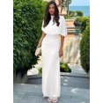thumbnail image 4 of White Elegant Cowl Neck Ruched Waist Maxi Dress With Draped Overlay, Minimalist Long Dress For Work Date Vacation, 4 of 8