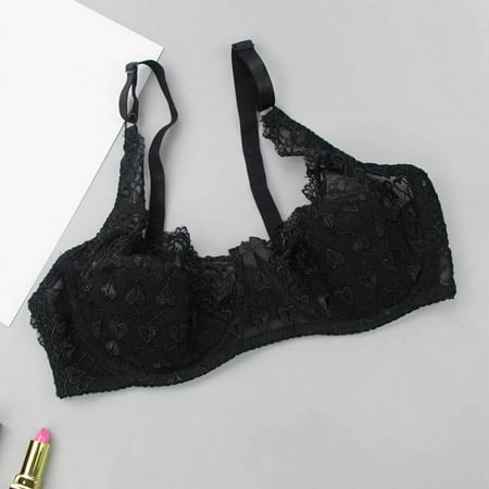 

Aayomet Push Up Bra Women Sexy Lace Bra Thorn Plus Size Underwear Bra Black 80C