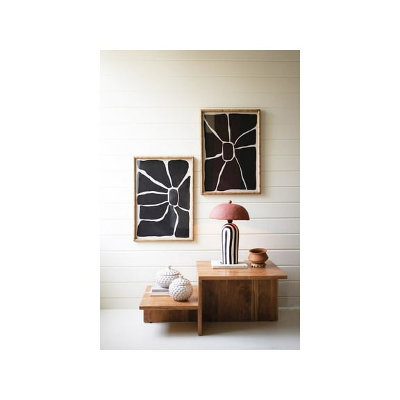 Home Choice Set Of Two Black & White Framed Abstract Prints Under Glass