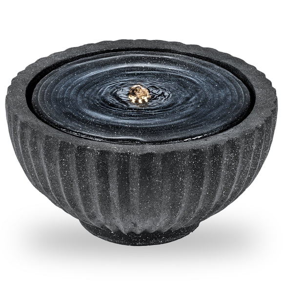 Costway 18” Outdoor Round Sphere Water Fountain with LED Lights & Pump for Garden Patio