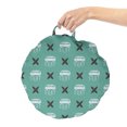 thumbnail image 2 of Marine Life Round Floor Cushion with Handle, Minimal Retro Repeated Design of Vintage Camper Vans and Surfboards, Pillow for Living Room & Dorms, 18" Round, Pale Teal and Coconut, by Ambesonne, 2 of 4