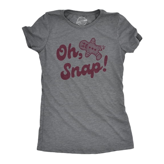 Womens Oh Snap T Shirt Funny Xmas Gingerbread Cookie Broken Leg Tee for Ladies Womens Graphic Tees