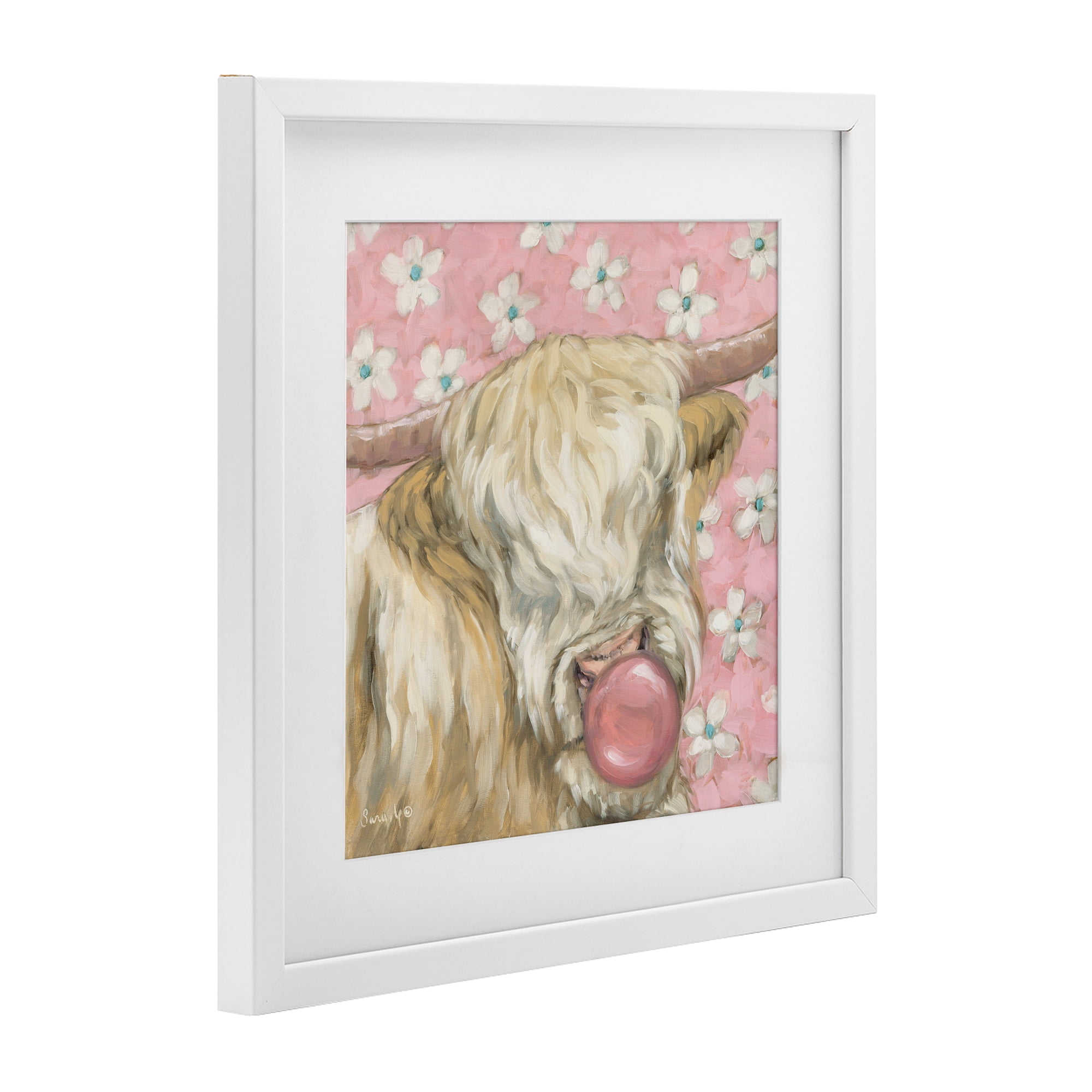 Stupell Industries Bubblegum Cutie Cattle White Framed Print Under Glass, design by Sara G. Designs