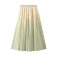 thumbnail image 1 of Women's Summer Skirts Elegant Flowing Skirt with Pleated Design and Gradient Color Long Skirt Featuring Side Slit for Casual Wear and Comfortable Stretchy Green One Size, 1 of 2