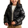 thumbnail image 2 of Jalioing Toddler Kids Winter Puffer Jacket Solid Color Long Sleeve Zipper Up Hooded Coat Thermal Puffy Jacket 1-10 Years, 2 of 6